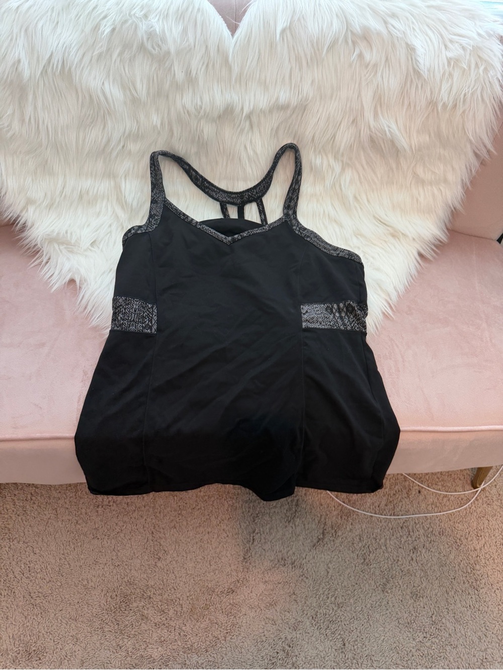 Athleta Black Racerback Tank with Heathered Trim